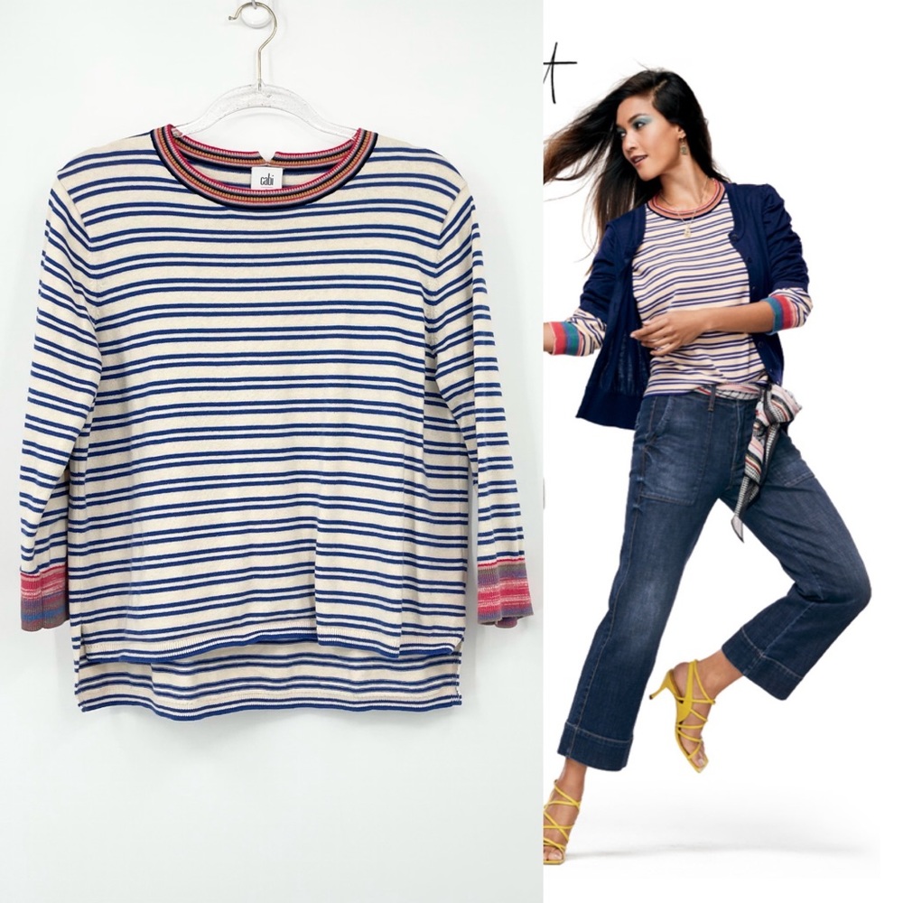 Cabi Cadet Pullover Striped Sweater Size Small Style 5830